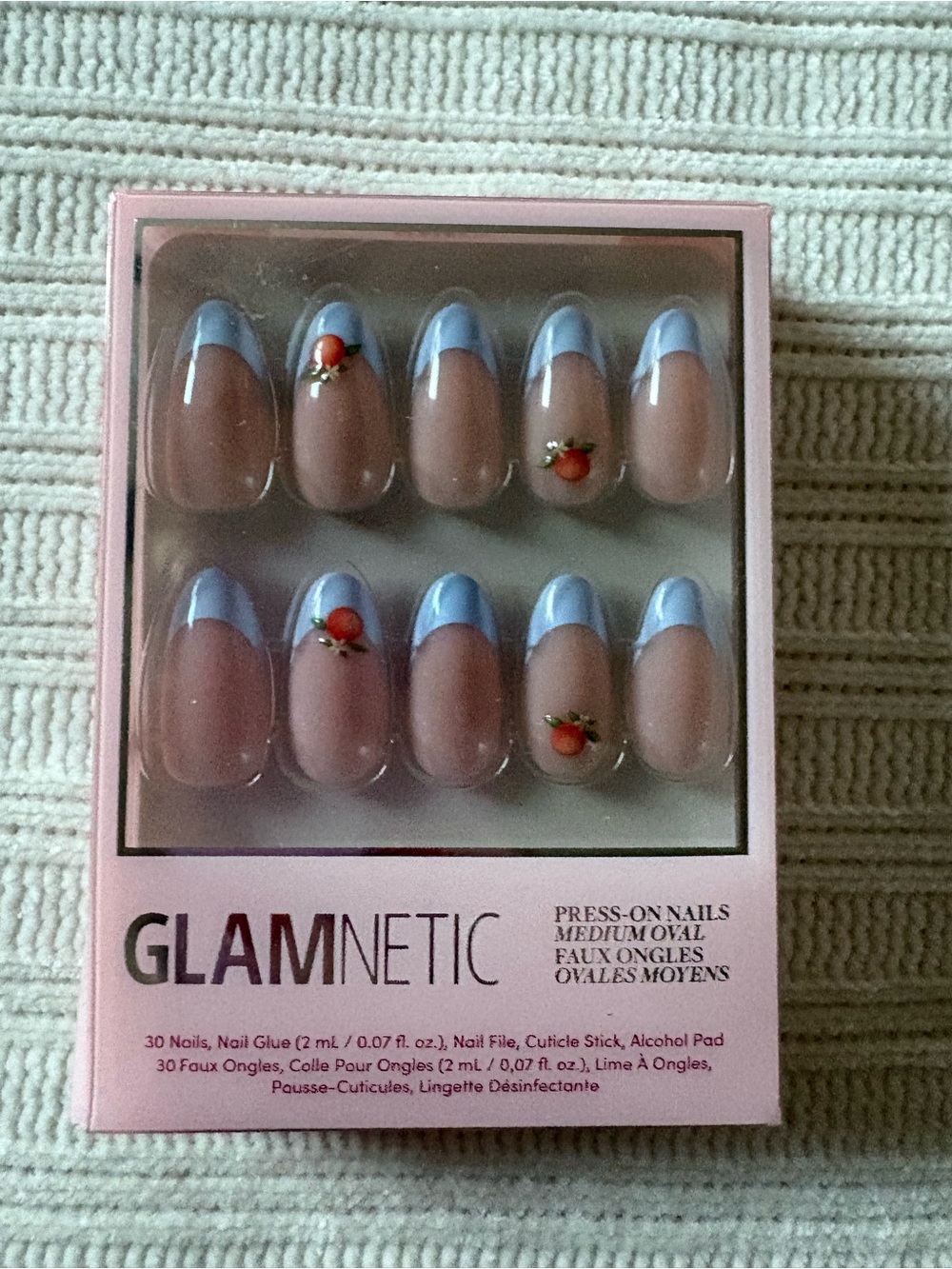 Glamnetic Press-On Nails in Nude with Light Blue Tips Capri Coast